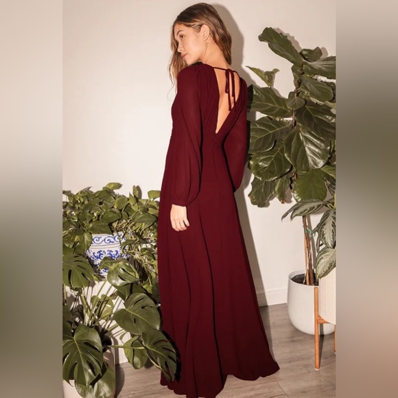 Love You So Burgundy Long Sleeve Maxi Dress - Picture 2 of 3